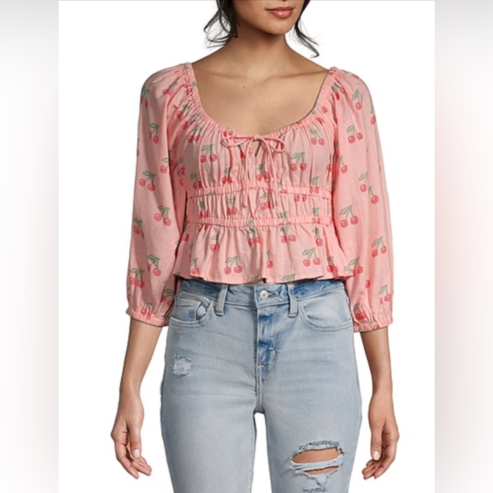 Arizona Jean Peasant Blouse with Cherries